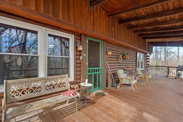 deck with a porch