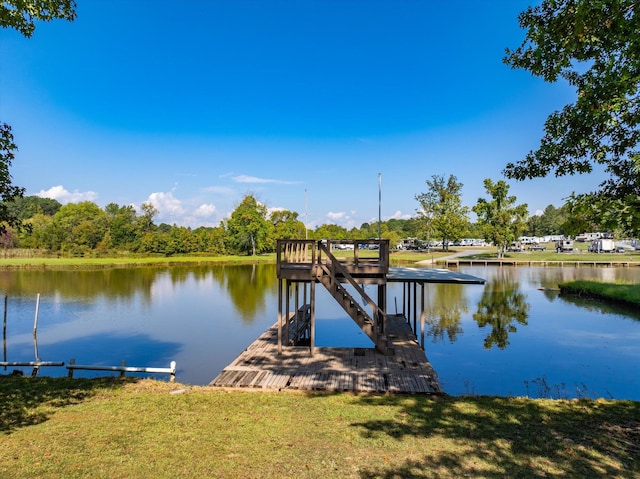 dock area featuring a water view