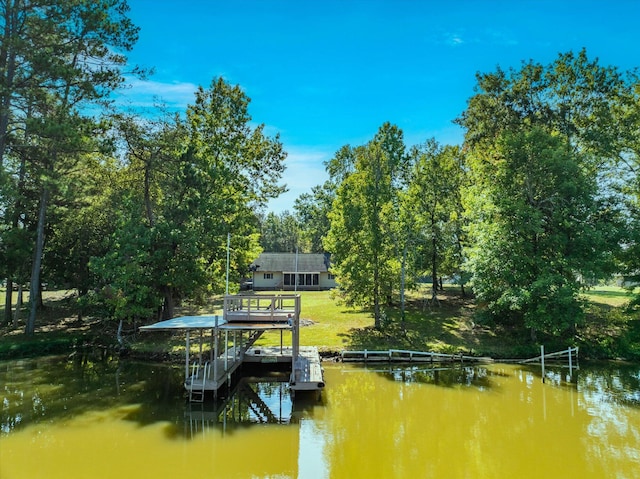 dock area featuring a water view