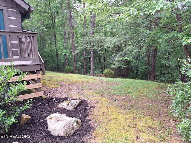 125 Hiwassee Cir, Reliance, TN 37369 - view of yard with a forest view and a deck
