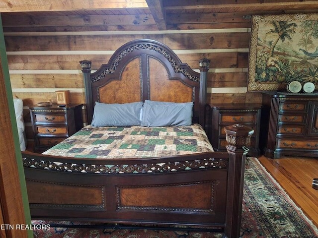 125 Hiwassee Cir, Reliance, TN 37369 - bedroom with wood walls, wood ceiling with exposed beams, and wood finished floors