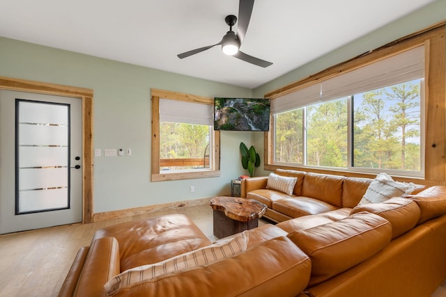 120 Hummingbird Way, Copperhill, TN 37317 - living area with wood-type flooring and ceiling fan