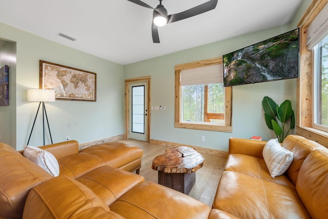 120 Hummingbird Way, Copperhill, TN 37317 - living area featuring wood-type flooring and a ceiling fan