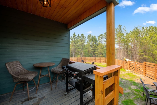 120 Hummingbird Way, Copperhill, TN 37317 - wooden deck featuring a fenced backyard and grilling area