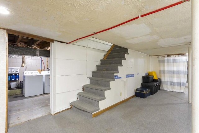 229 Plerce Hill St, Spring City, TN 37381 - unfinished basement featuring independent washer and dryer and stairs