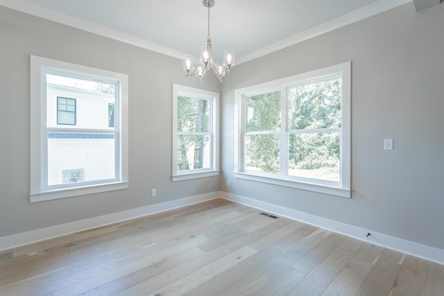 5118 Judd Way NW Unit 21, Cleveland, TN 37312 - spare room with a chandelier, light wood-style floors, baseboards, and ornamental molding