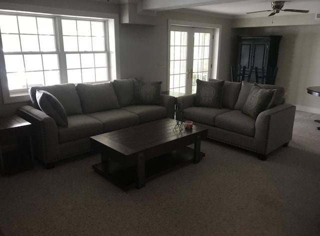 14318 Bluffview Dr, Birchwood, TN 37308 - carpeted living area with a ceiling fan