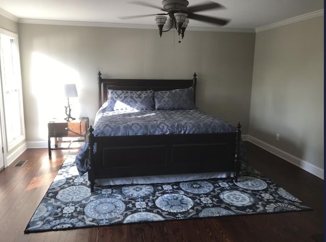 14318 Bluffview Dr, Birchwood, TN 37308 - bedroom featuring multiple windows, wood finished floors, baseboards, crown molding, and a ceiling fan