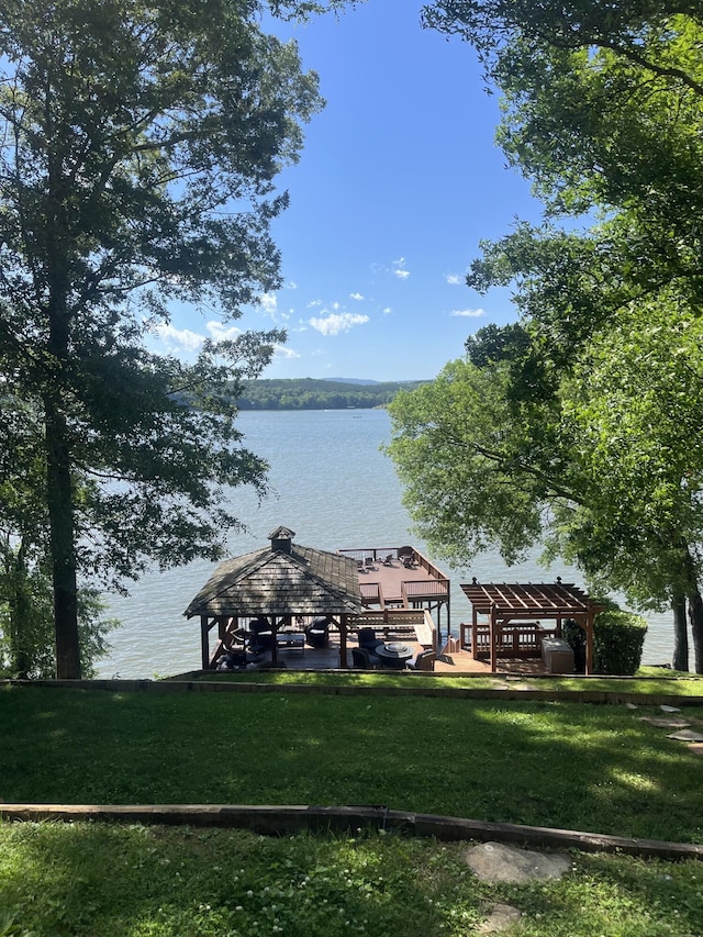 14318 Bluffview Dr, Birchwood, TN 37308 - dock area featuring a water view and a lawn