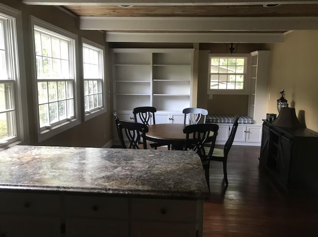 14318 Bluffview Dr, Birchwood, TN 37308 - dining area with beam ceiling and dark wood finished floors