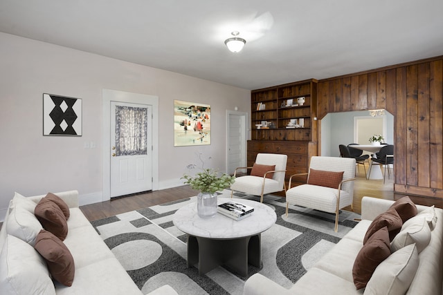 living room with hardwood / wood-style flooring