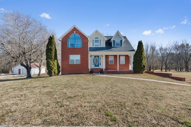 view of front facade featuring a garage and a front lawn