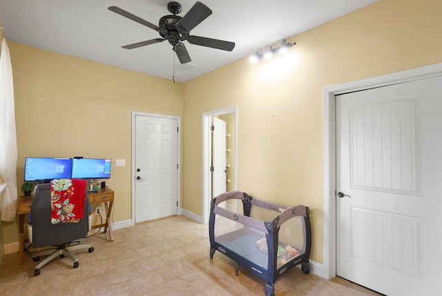 office area featuring ceiling fan