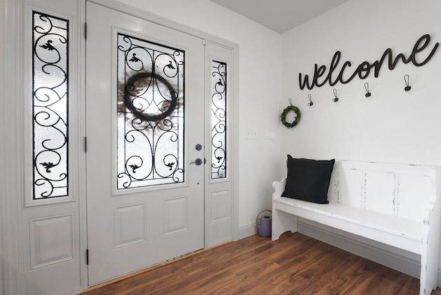 foyer entrance with dark wood-type flooring