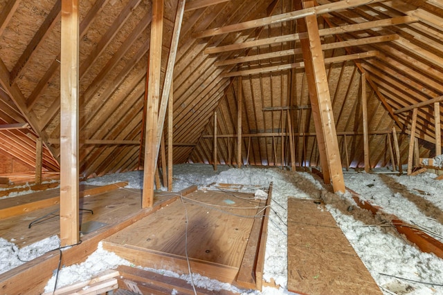 view of unfinished attic