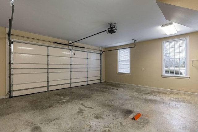 garage with a garage door opener