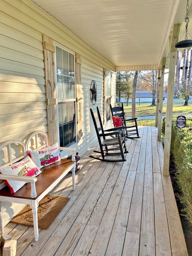 deck with covered porch