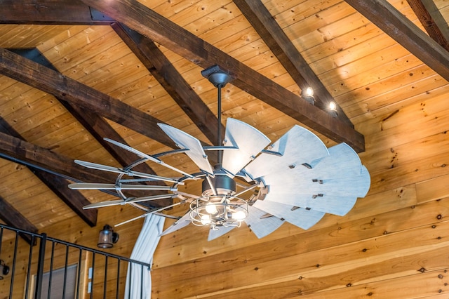 room details featuring beamed ceiling and wooden ceiling