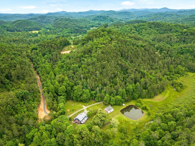 aerial view with a water and mountain view