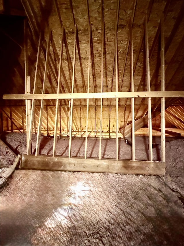 view of unfinished attic