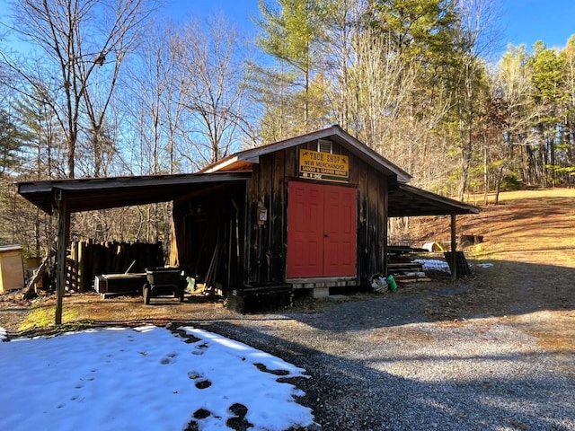 view of snow covered structure