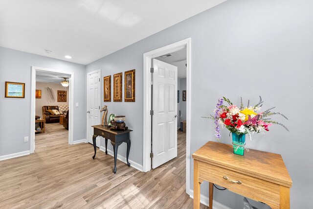 407 Kahite Trl, Vonore, TN 37885 - hall with light wood-type flooring, baseboards, and recessed lighting