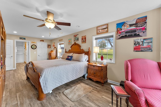 407 Kahite Trl, Vonore, TN 37885 - bedroom with wood finished floors, a ceiling fan, recessed lighting, baseboards, and a closet