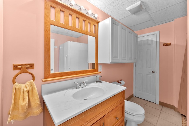407 Kahite Trl, Vonore, TN 37885 - full bath featuring vanity, toilet, tile patterned flooring, and a paneled ceiling
