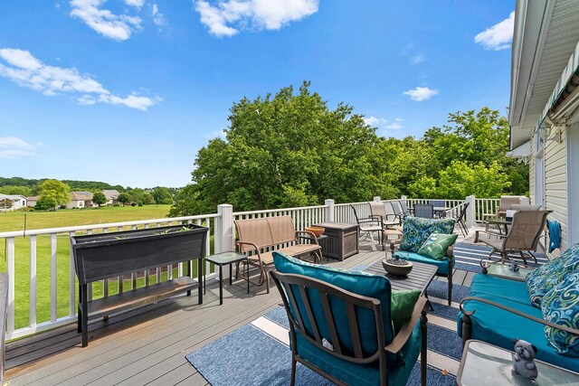 407 Kahite Trl, Vonore, TN 37885 - wooden deck featuring an outdoor living space and a lawn