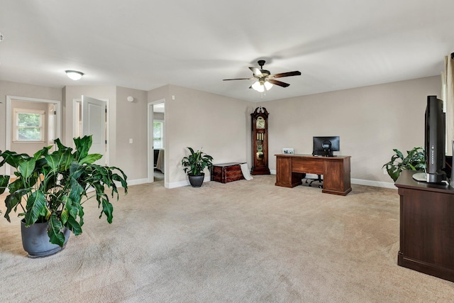 1851 Preservation Dr NE, Cleveland, TN 37323 - office with light colored carpet, a ceiling fan, and baseboards