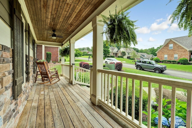 1851 Preservation Dr NE, Cleveland, TN 37323 - wooden porch featuring ceiling fan and a residential view