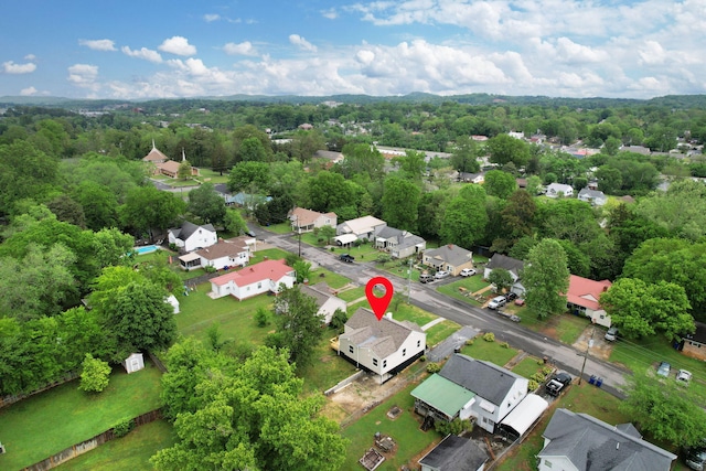 bird's eye view with a view of trees and a residential view