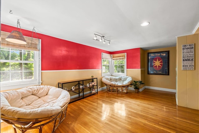 living area featuring hardwood / wood-style flooring