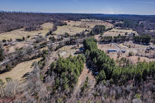 aerial view with a wooded view