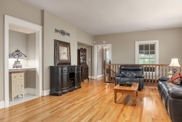 living room featuring light hardwood / wood-style floors