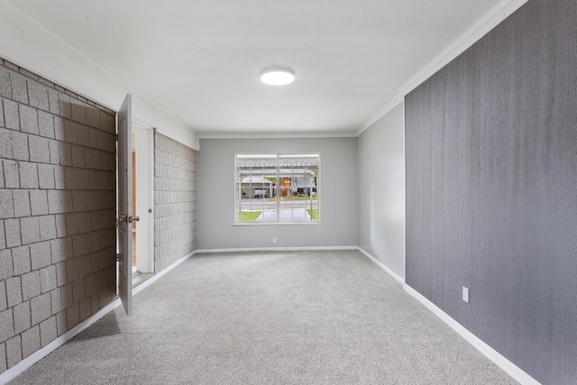 carpeted empty room featuring ornamental molding