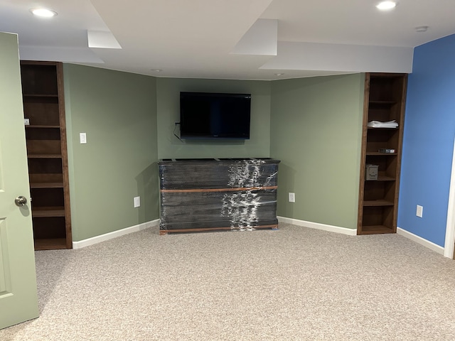 basement featuring carpet