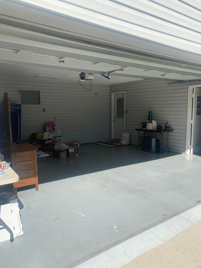 garage with a garage door opener