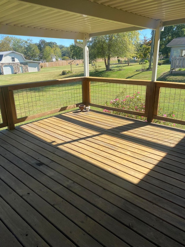 deck with a lawn