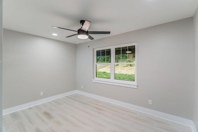 826 Long Mill Rd, Athens, TN 37303 - unfurnished room featuring a ceiling fan, baseboards, recessed lighting, and light wood-style floors