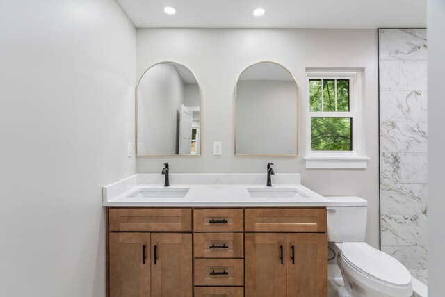 826 Long Mill Rd, Athens, TN 37303 - full bath featuring double vanity, toilet, a shower, and recessed lighting