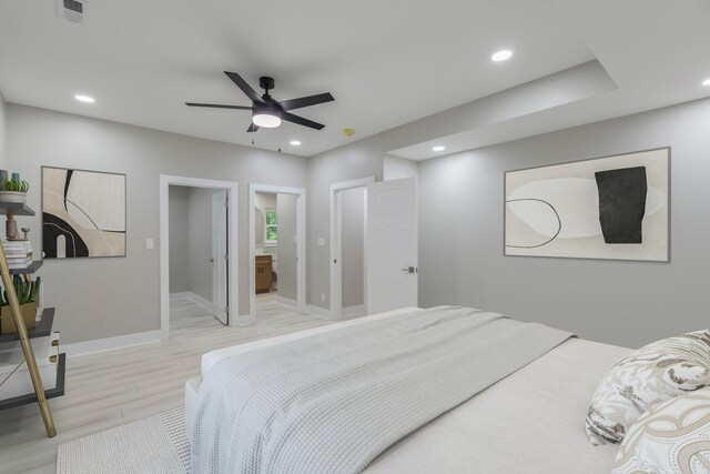 826 Long Mill Rd, Athens, TN 37303 - bedroom with light wood finished floors, recessed lighting, baseboards, and a ceiling fan