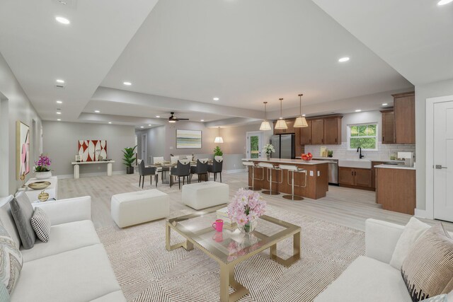 826 Long Mill Rd, Athens, TN 37303 - living area featuring recessed lighting, baseboards, and ceiling fan
