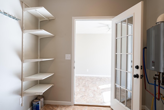 interior space with tankless water heater