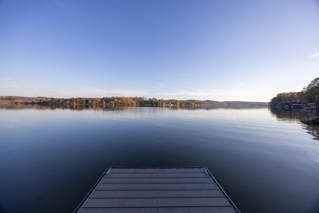 view of dock featuring a water view