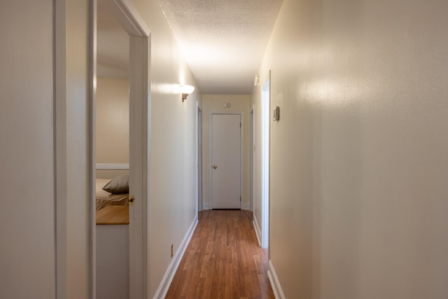 corridor with hardwood / wood-style flooring