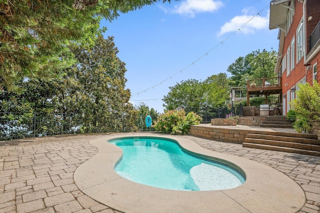 212 N Palisades Dr, Signal Mountain, TN 37377 - swimming pool with a patio area, a fenced backyard, and stairs