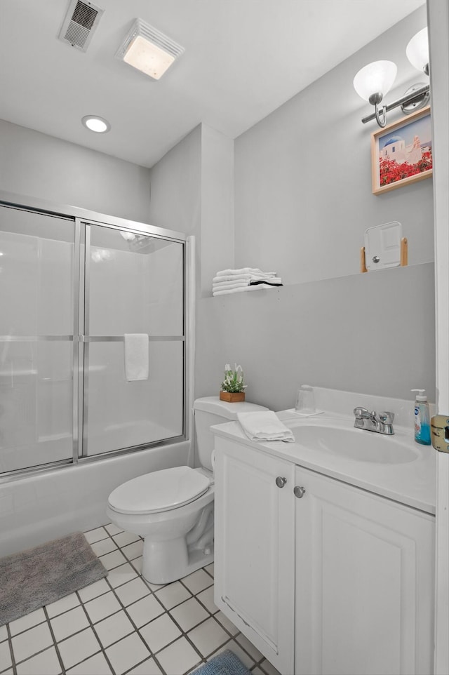 212 N Palisades Dr, Signal Mountain, TN 37377 - bathroom with vanity, bath / shower combo with glass door, and tile patterned floors