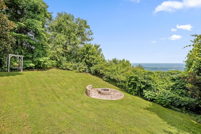212 N Palisades Dr, Signal Mountain, TN 37377 - view of grassy yard featuring an outdoor fire pit