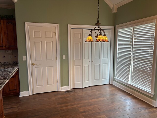1951 Weston Hills Dr NW, Cleveland, TN 37312 - interior space with baseboards, ornamental molding, visible vents, and dark wood finished floors